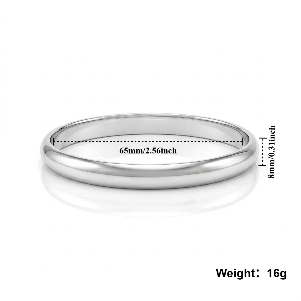 Silver Stainless Steel Round Bangle Bracelet for Women - Stylish Fashion Jewelry Gift