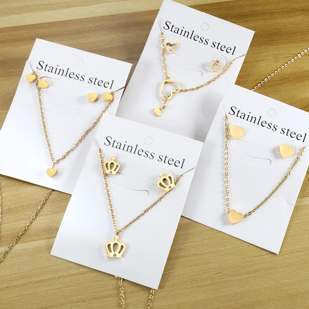 2 Pieces chain necklace Love Heart Pendant Necklaces For Women Stainless Steel No Fade Jewelry Wedding Party Gifts