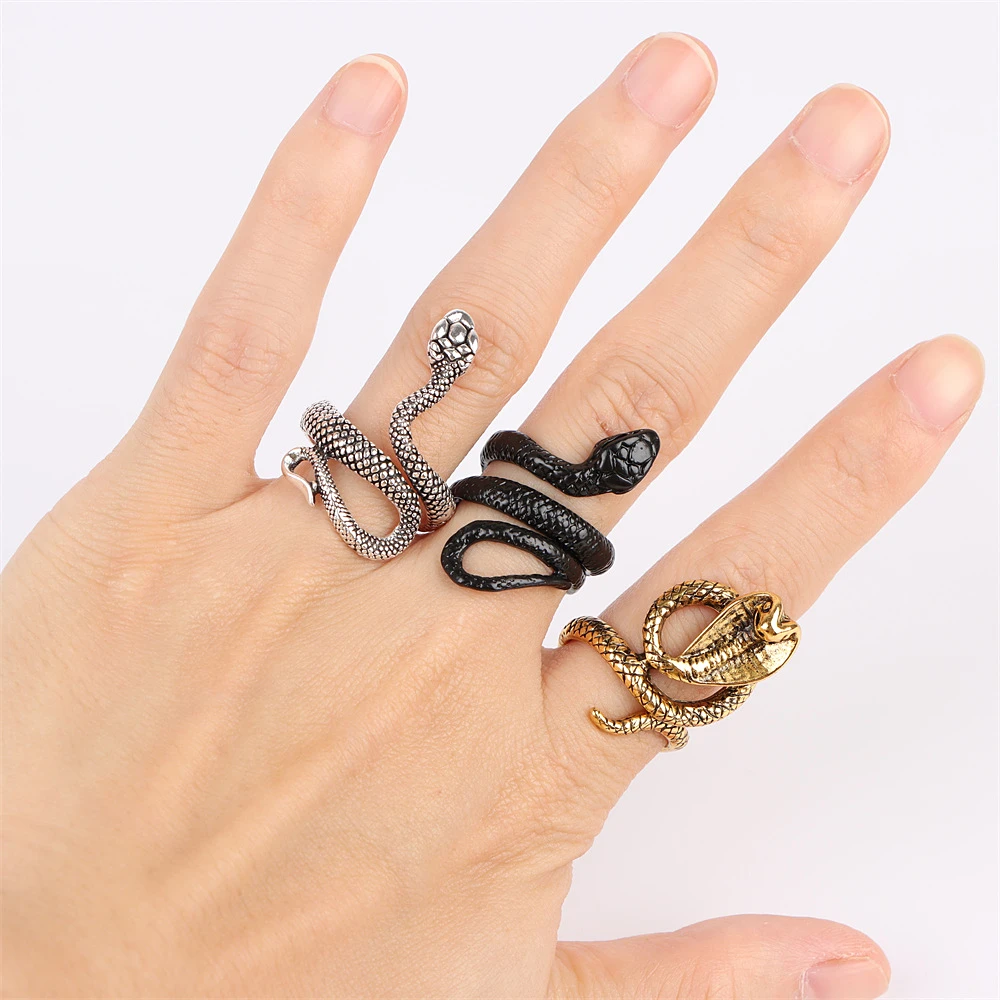 30Pcs/Lot Vintage Punk Animal Snake Rings For Women Men Mix Style Retro Rock Gothic Jewelry Party Gifts