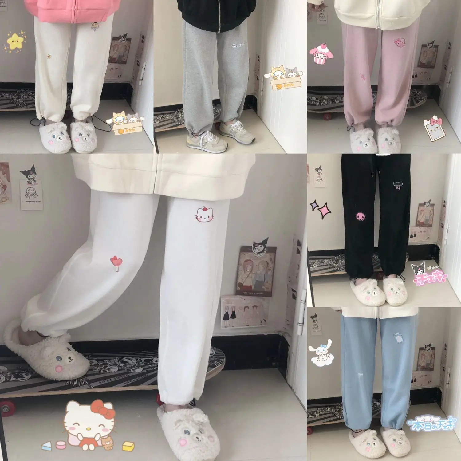 

Cinnamoroll My Melody Kuromi Sanrio Kawaii Anime Loose Casual Leg Pants Cute Cartoon Cotton Trousers Lovely Gift Girls Toys