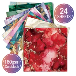 Colorful Marbled Scrapbook Paper Collection - 24 - Piece Set for Creative Journaling and Decorative Projects (24 sheets paper)
