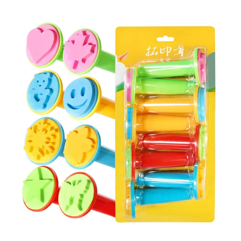 

8pcs/Set Kid DIY Sponge Stamp Brush Kindergarten Pattern Rubbings Graffiti Seal Cute Animal Flower Painting Seal Gift Boys Girls