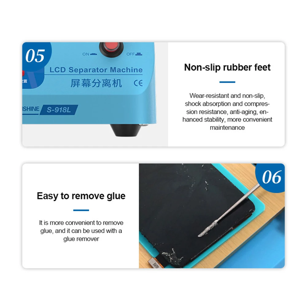 Phone LCD Screen Separator SUNSHINE SS-918L Support LCD Screen Separation under 8 inches Temperature Adjusted from 50 to 130 &deg;C