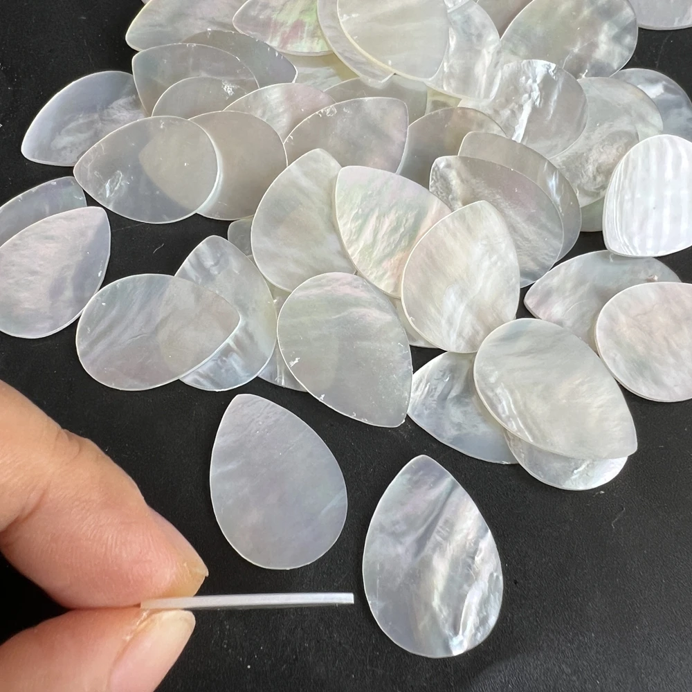 200개/몫 18x25mm 천연 페어 더블 플랫 마더 오브 펄 쉘 눈물방울 모양 쉘 슬라이스