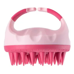 Scalp Exfoliating Shampoo Brush with Handle - Hair Massager and Cleaner (Pink)