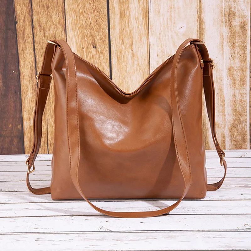 Vintage soft leather women's shoulder bag multifunction backpack large capacity female handbag fashion crossbody bag
