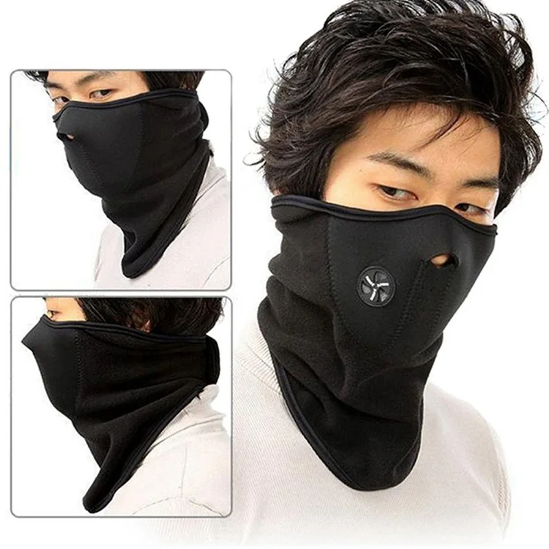Winter Cycling Mask Warm Windproof Dustproof Motocycle Half Face Cover Breathable Mesh Polar Fleece Thermal Ski Face Mask