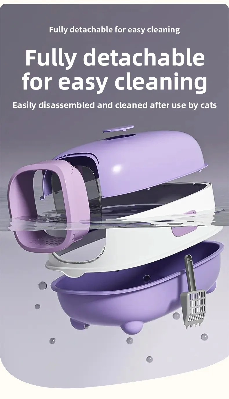 Fully Enclosed Cat Litter Box With Automatic Uv Odor Control_voghion.com