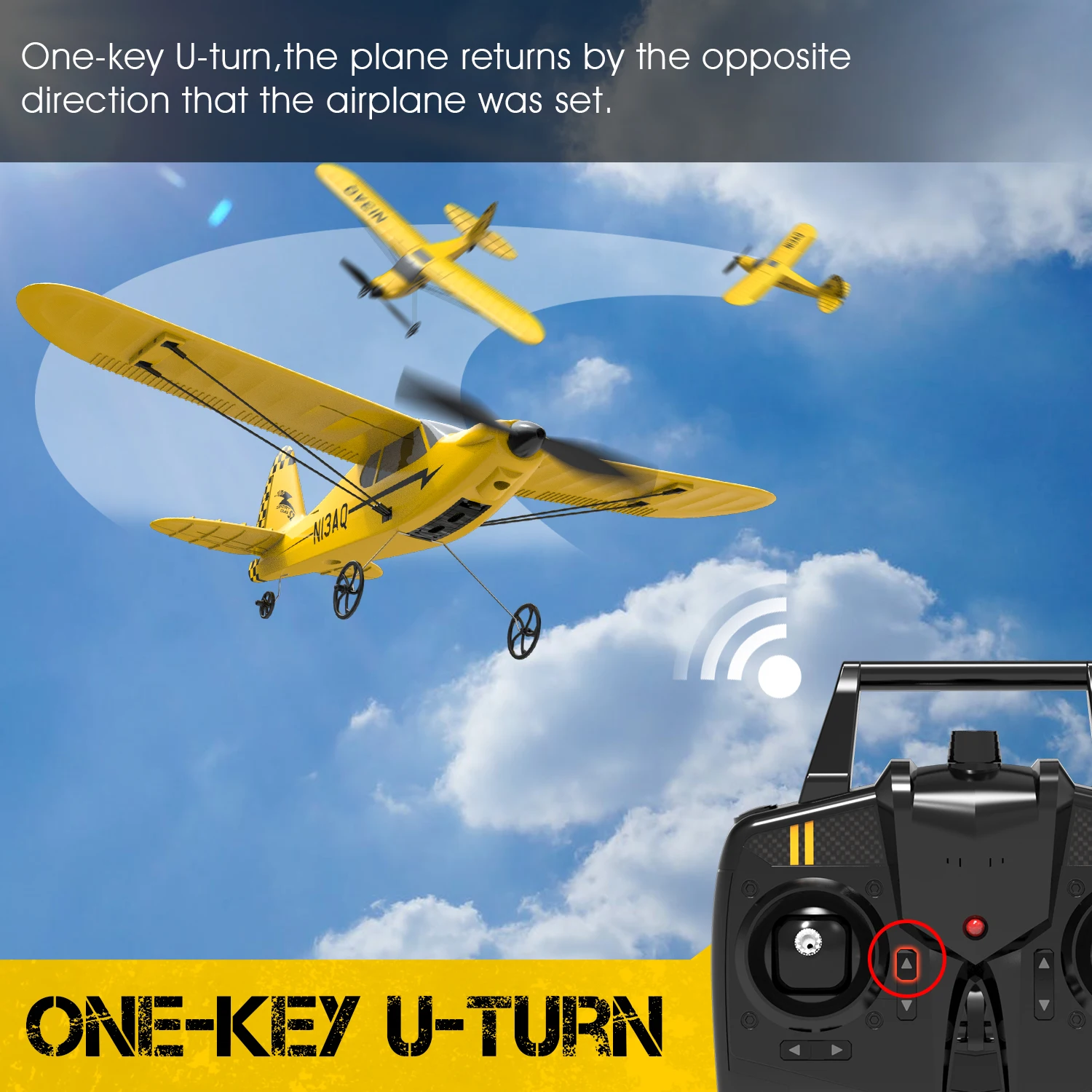 Avion RC Gyroscope 6 Axes 3 Canaux Prêt à Voler Noir