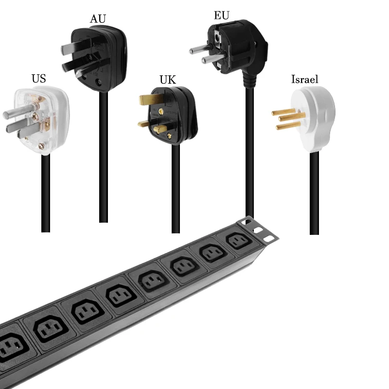 Unidade de Distribuição de Energia Proteção contra Surtos + Interruptor Cabo de Extensão Tira de Alimentação Soquete Feminino 2 Metros Pdu 2-12 Iec C13 - Image 6