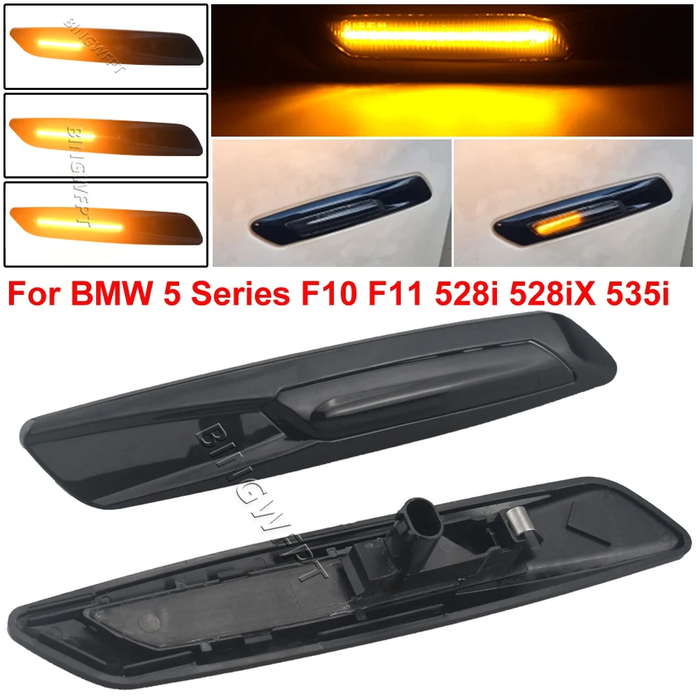 Indicatori Direzione LED Sequenziali Per BMW Serie 5 F10 F11 - Luci Laterali Dinamiche, Fum&eacute; Nero