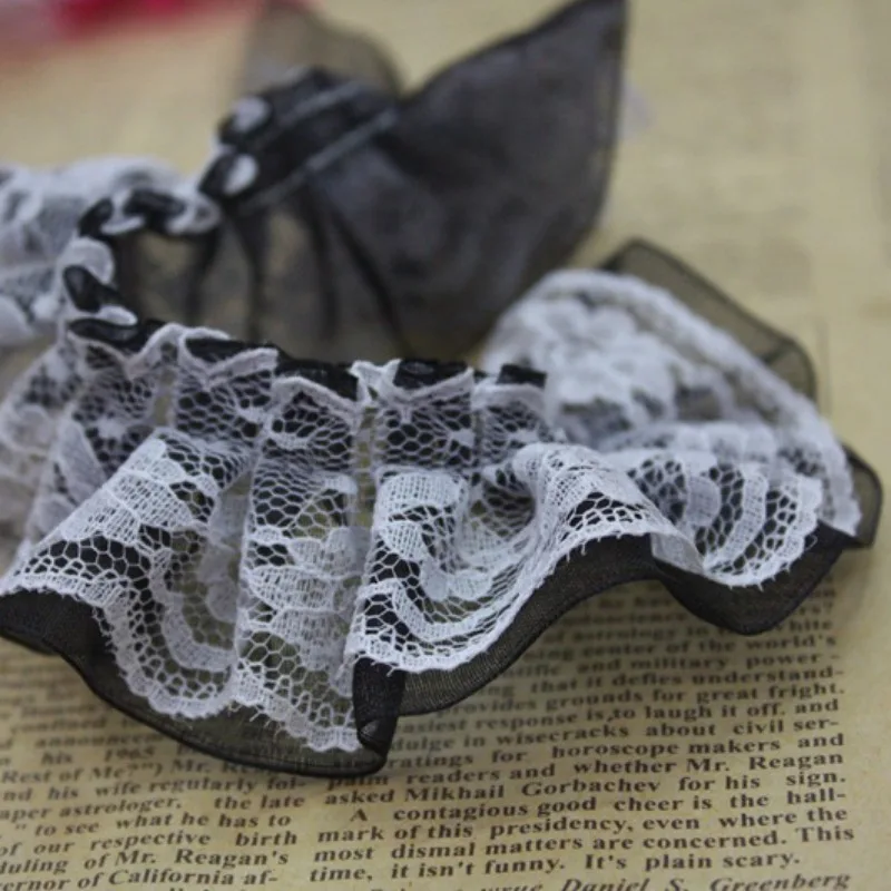 44 Yards Pleated Organza Lace Trim Ribbon 4cm Wide Clothes Fabric Embroidered Sewing Craft Wedding Dress Party Decoration