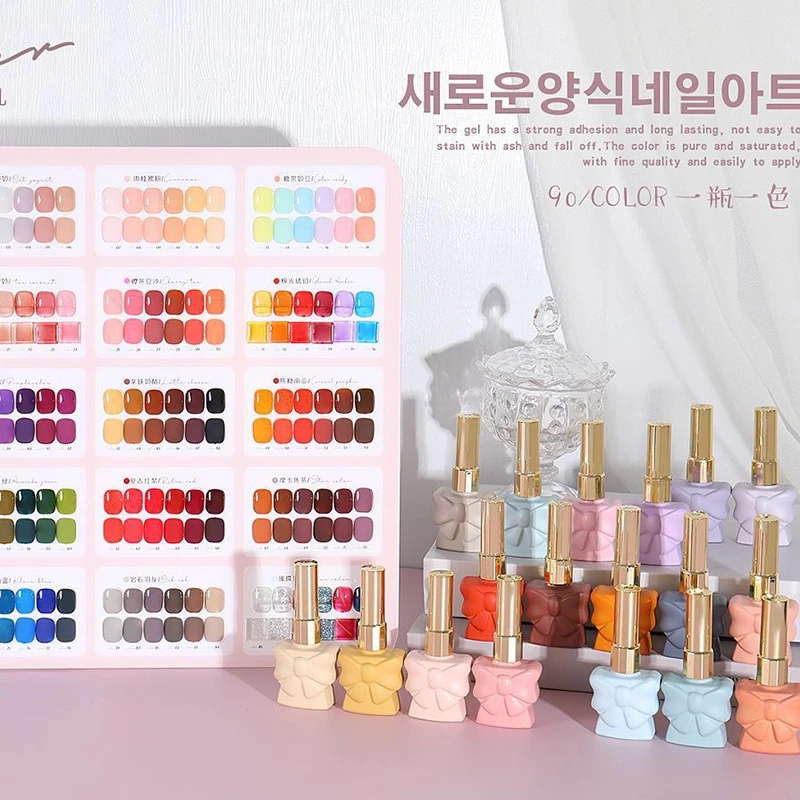 76/90 Colors Korea Nail Polish Set Display Board Kit Bow-knot Bottle Uv Led  Phototherapy Gel Varnish Soak Off Nail Art Gel - Nail Gel - AliExpress