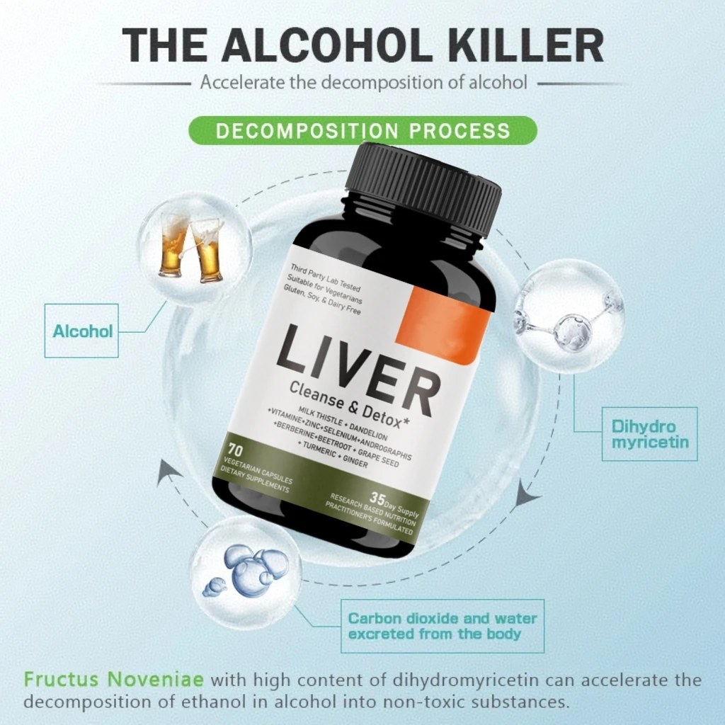 Liver Cleanse Detox & Repair Formula Herbal Liver Support Supplement Milk Thistle Dandelion Root Turmeric Health