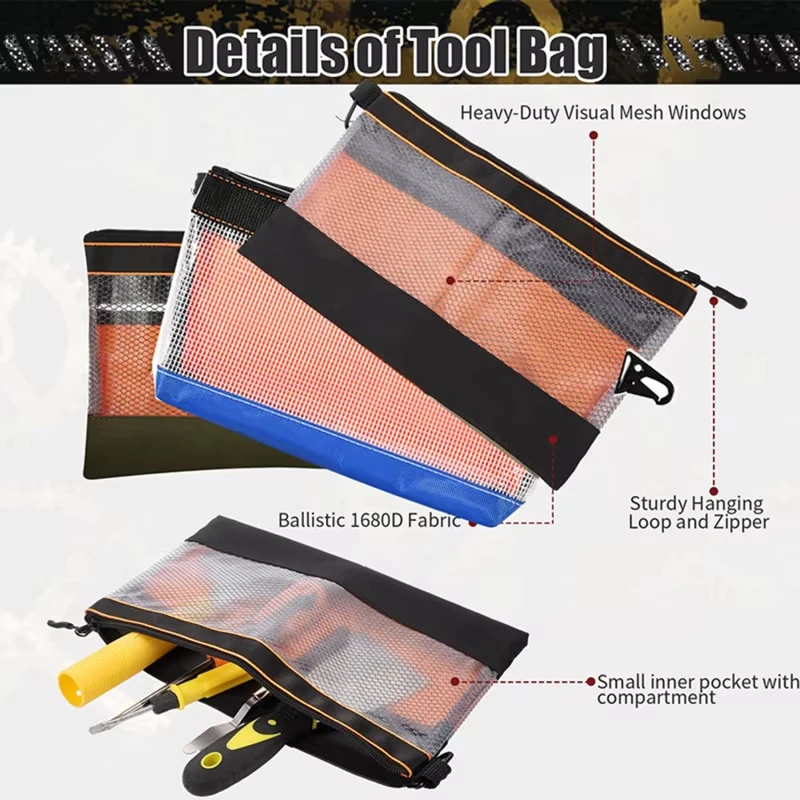 Waterproof Storage Bag Transparent PVC Tool Bag Anti-static Hardware Kit Portable Parts Multifunctional Practical Work