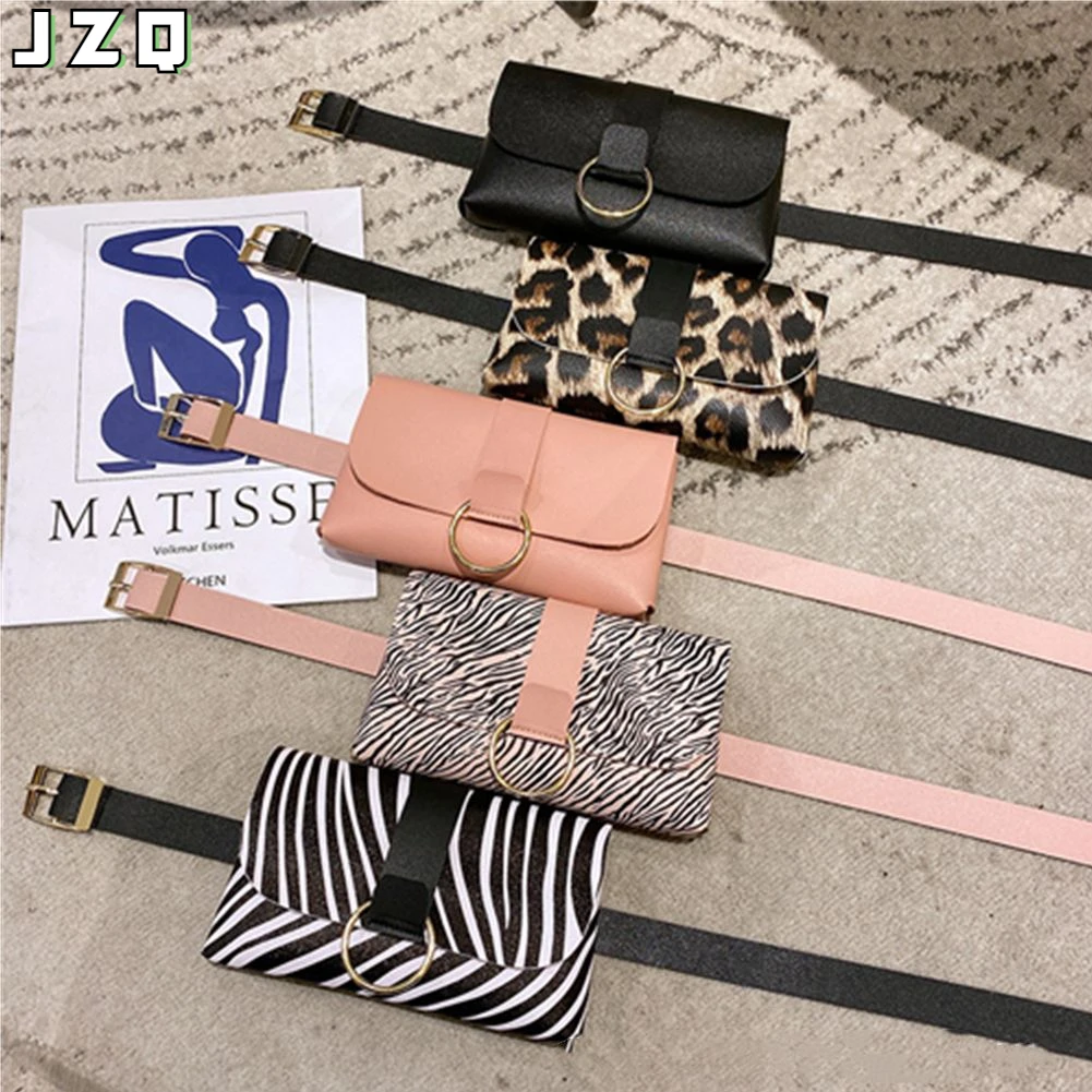 

Мини-bolso de cintura 2 en 1 для женщин, monedero a rayas de leopardo, Cinturon для телефона