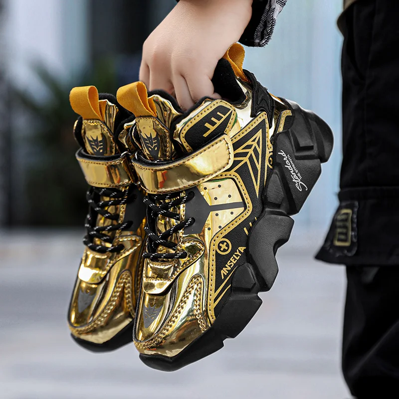 Kids Sneakers Winter Cotton Warm Comfor Flat Walking Shoes Leather Outdoor Sports High-top Trendy Children Tennis Shoes for Boy kids shoes