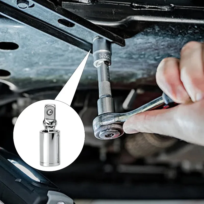 Universal Joint Set Ratchet Angle Extension Bar Socket Adapter Manual and Pneumatic Bendable Adapter Socket Tools 1/4" 3/8" 1/2"