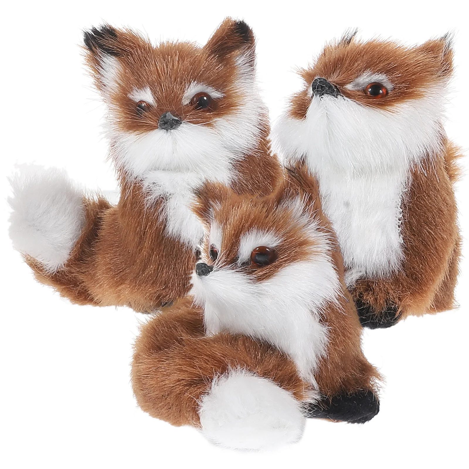 

3 Pcs Plush Fox Pendant Woodland Animal Ornaments Christmas Decorations Decorate
