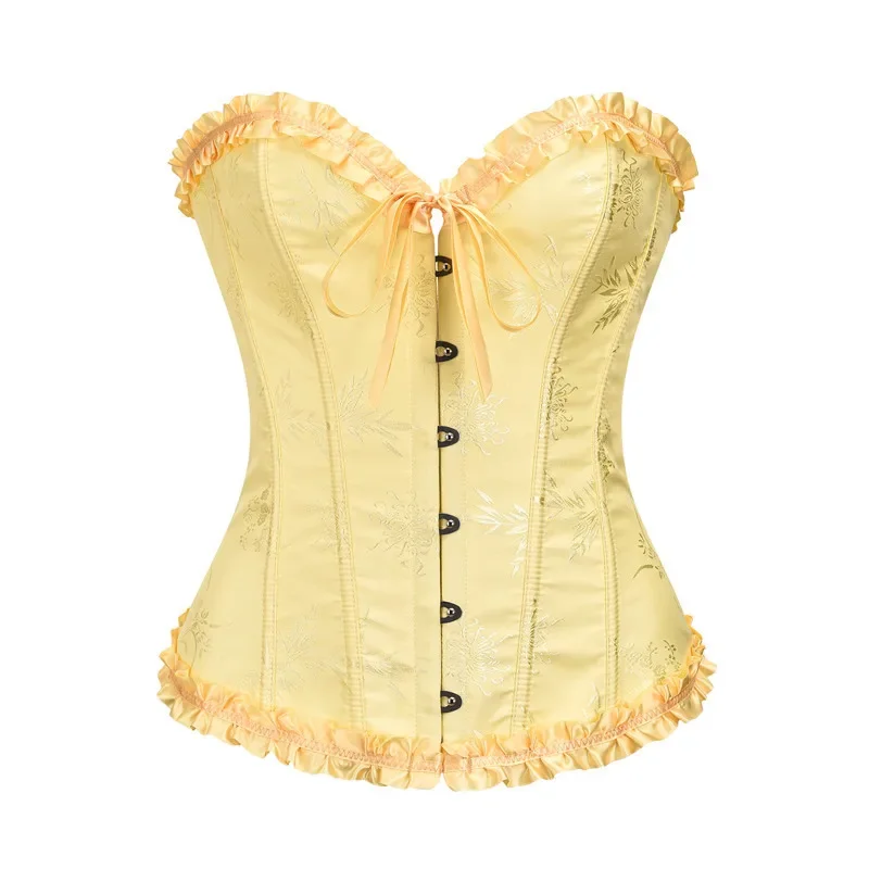 Corset Bustier Top Plus Size Gothic Women Overbust Push up Sexy Lace up Floral Lingerie Vintage Victorian Fashion