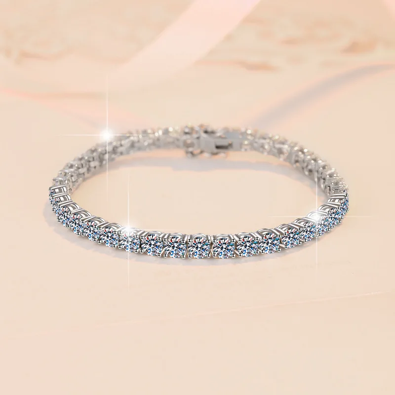 PT950 Tennis Bracelet Moissanite Stacked 3mm 5mm – Vexaro