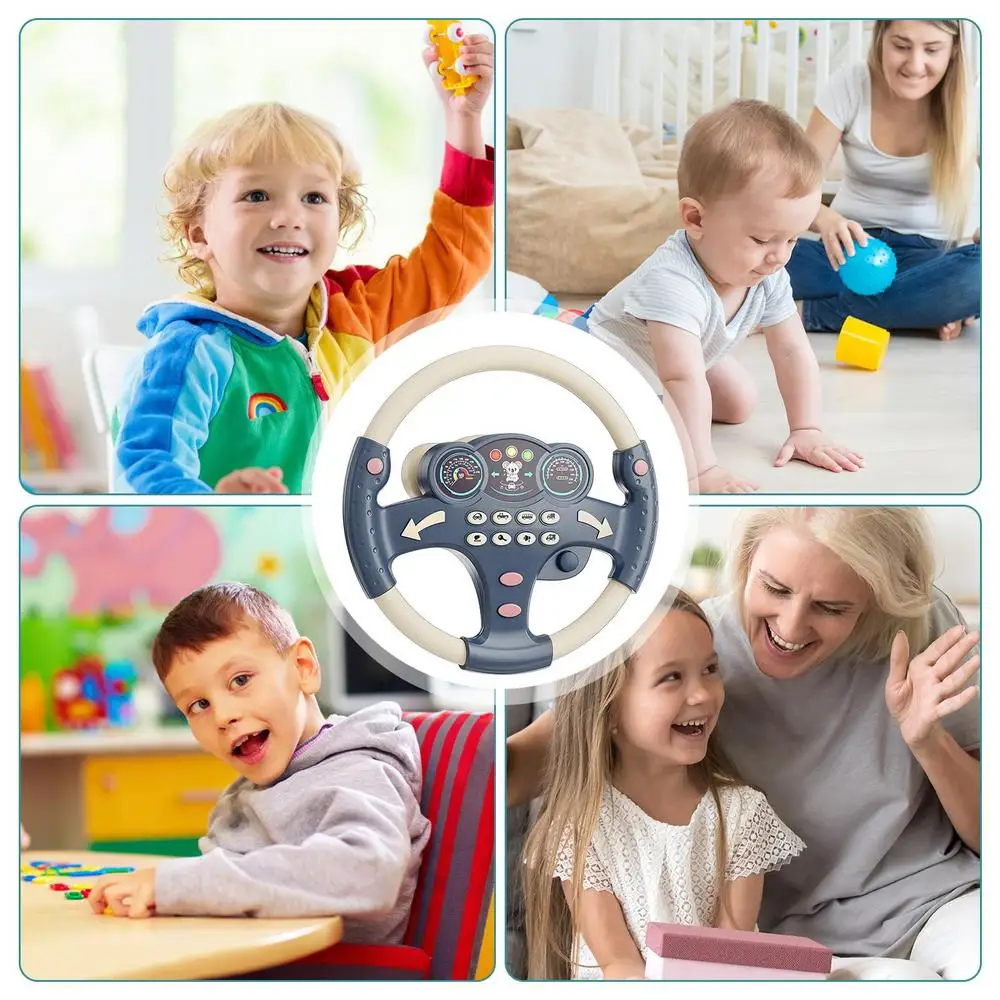 Simulation Steering Wheel Toys Driving Car Electric Kids Sound Music Toys Early Education Copilots Stroller Toys Christmas Gifts 4
