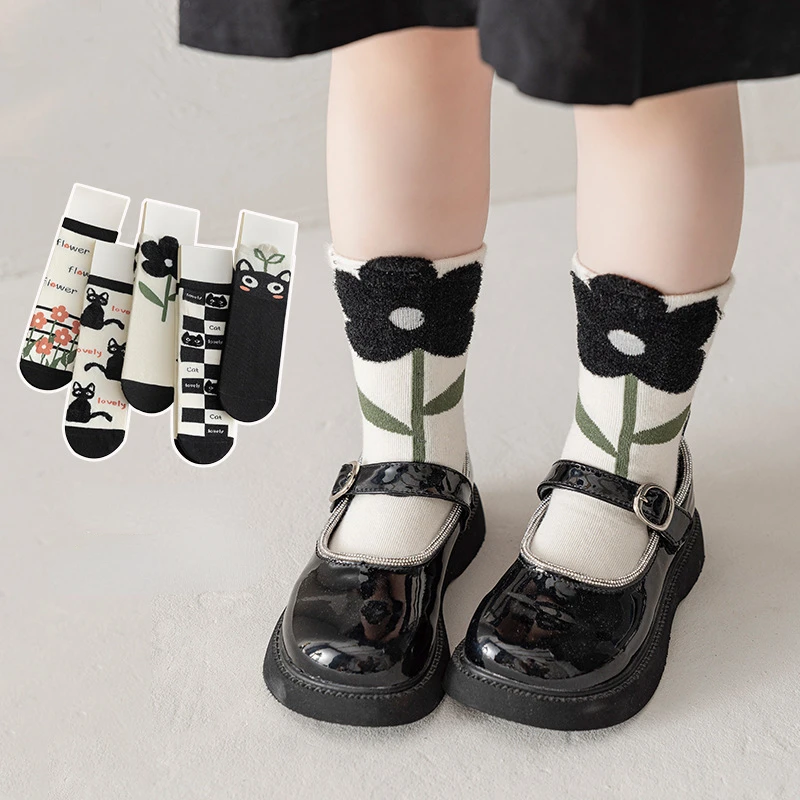 

Autumn Winter Cartoon Flower 3D Children's Socks Mid-tube Socks Boys and Girls Baby Cotton Socks Sweet Socks Baby Clothing