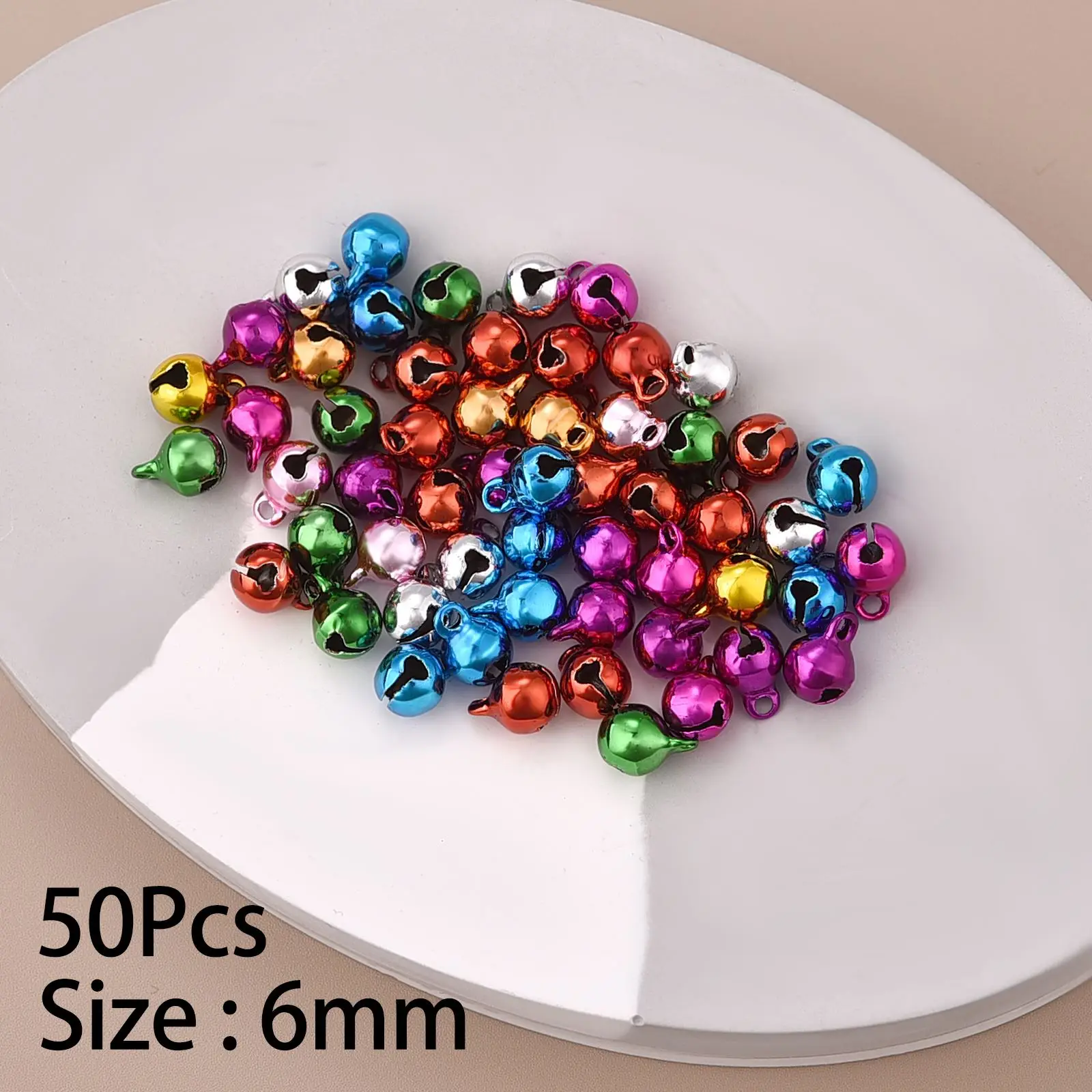 50Pcs 6mm Mini Aluminum Gold Colorful Jingle Bells Dog Christmas Tree Decoration/DIY Crafts Accessories Jingle Bells