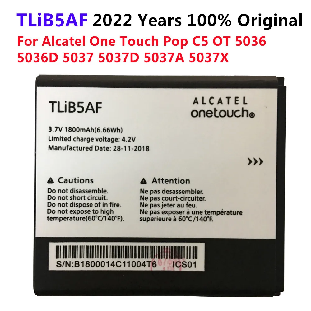 1800 мАч! Новый аккумулятор TLiB5AF для Alcatel One Touch Pop C5 OT 5036 5036D 5037 5037D 5037A 5037X | Мобильные