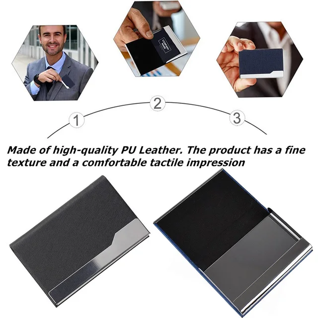 PATIKIL PU Leather Business Card Holder - 2 Pack Tan Color Magnetic Closure Card Wallets