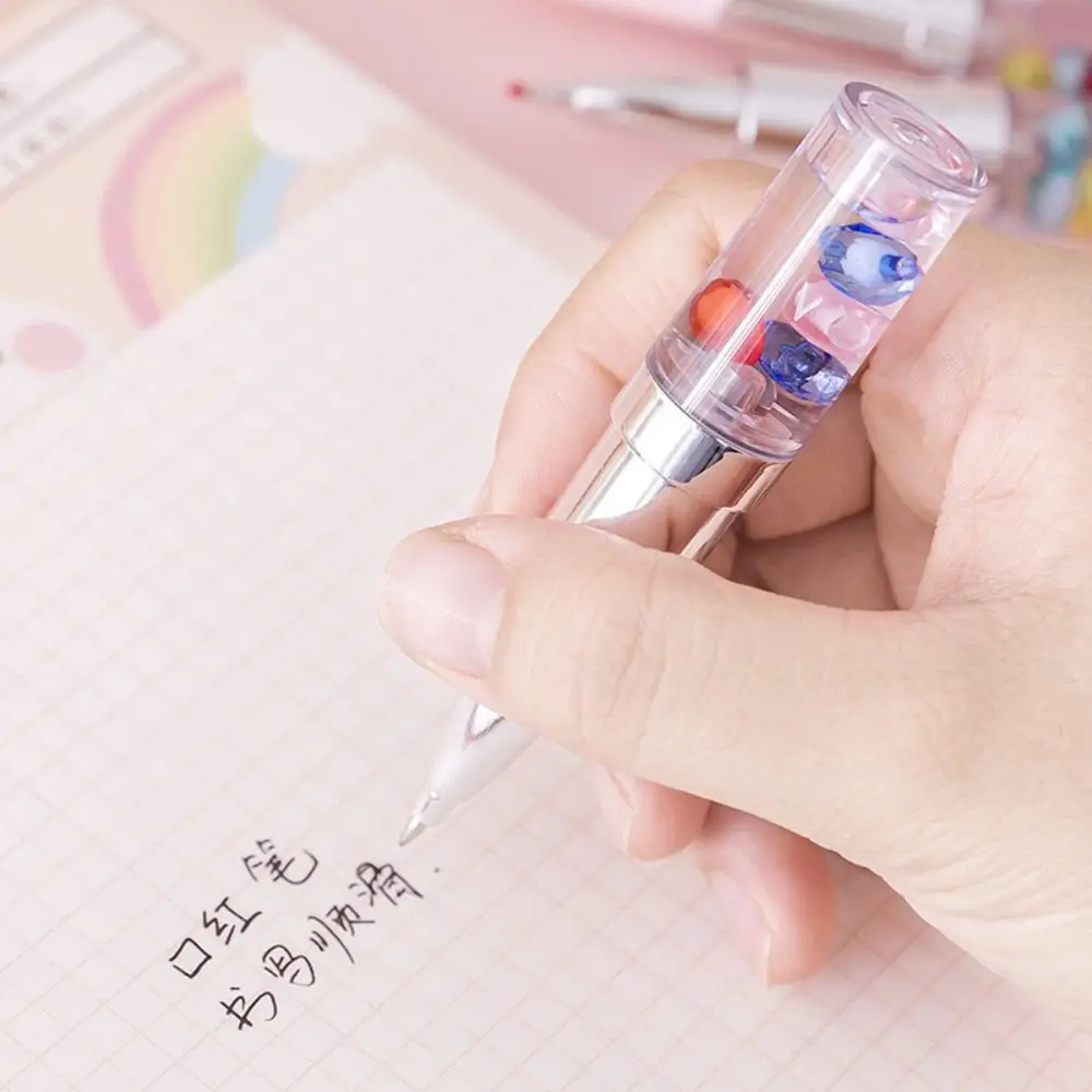 

Unique Kawaii Creative Quicksand Pen Crystal Personalized 0.5mm Lipstick Pen Quick-Drying Black Ink Writing Accessories