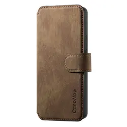 Leather Wallet Flip Case with Magnetic Closure - 2 - in - 1 Design - MOTO G66J 5G (Brown)