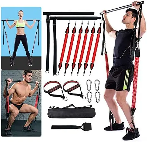 

Portable Pilates Bar Kit, Upgraded Version of Detachable Exercise Stick, 60-180LBS Anti-Breakage Adjustable Resistance Band, Bar