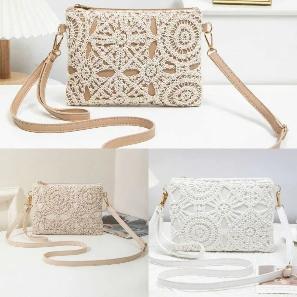 Nuova Borsa a Tracolla Rettangolare in Pelle PU Stile Bohemien con Intreccio Vuoto e Chiusura a Cerniera, Ideale per Outfit da Vacanza - immagine 5