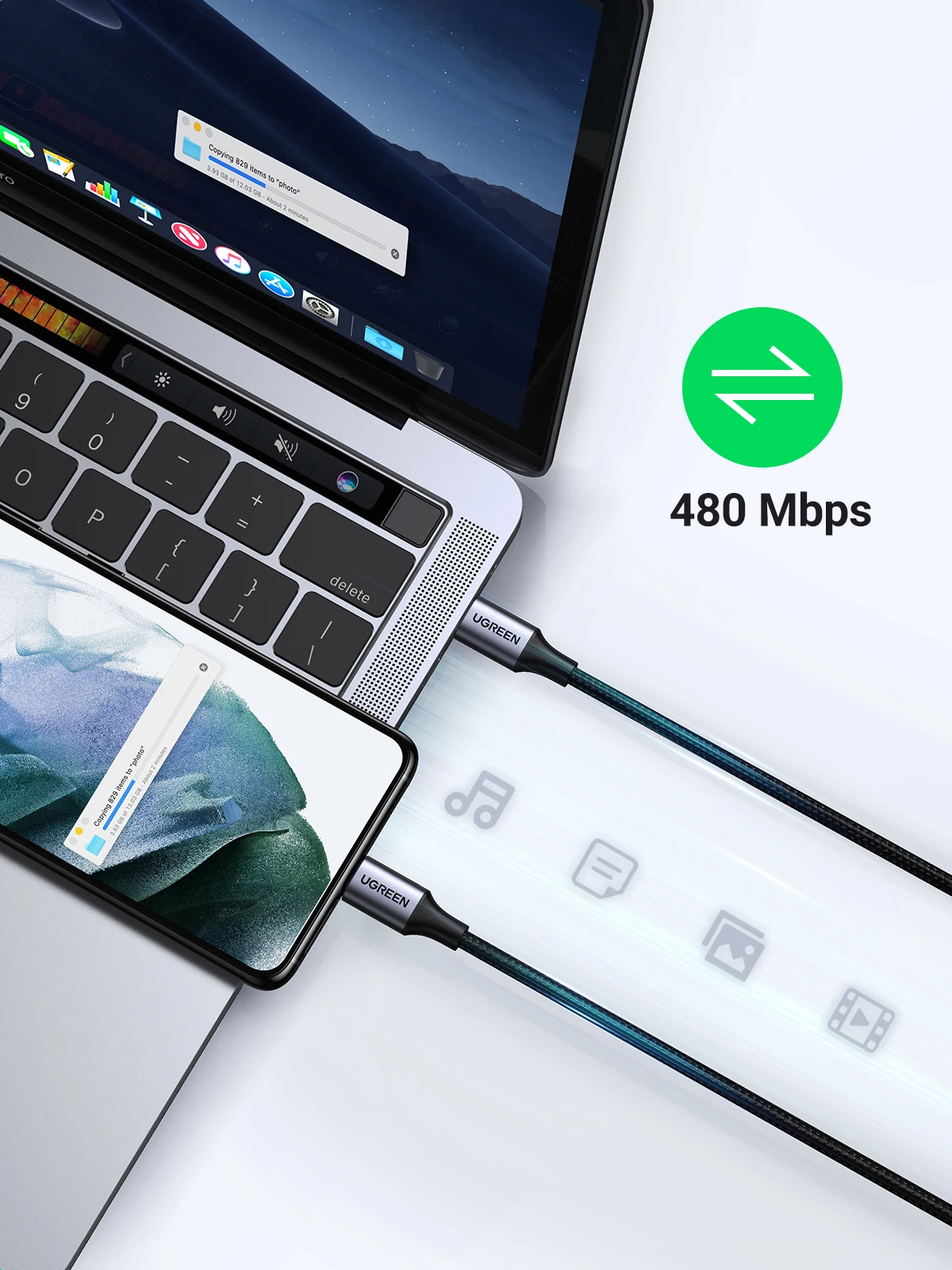 High-Speed USB-C to USB-C Charging Cable, 100W Power Delivery, 3A Fast Charging