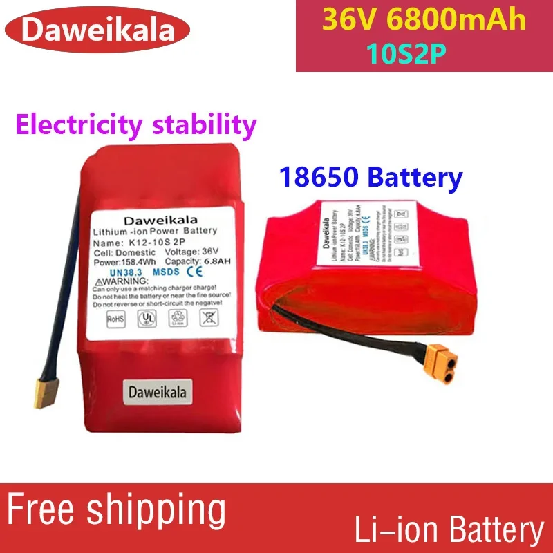 

2023 New Original 36V6.8Ah Lithium Battery Scooter Twist Car Battery 6800 10s2p Lithium Ion Rechargeable Battery Free Shipping