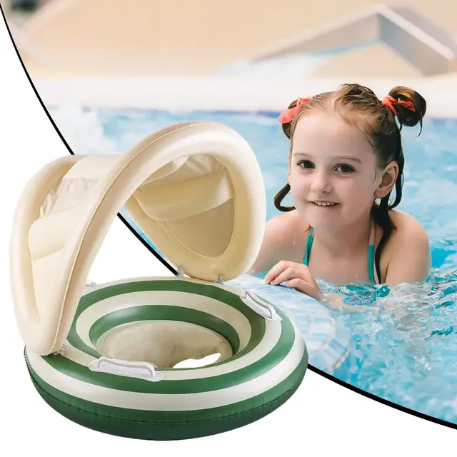 Baby Pool Float with Canopy Floating Pool Chair Adjustable Float Trainer with Sunshade for Babies Toddler Kid Puddle 3