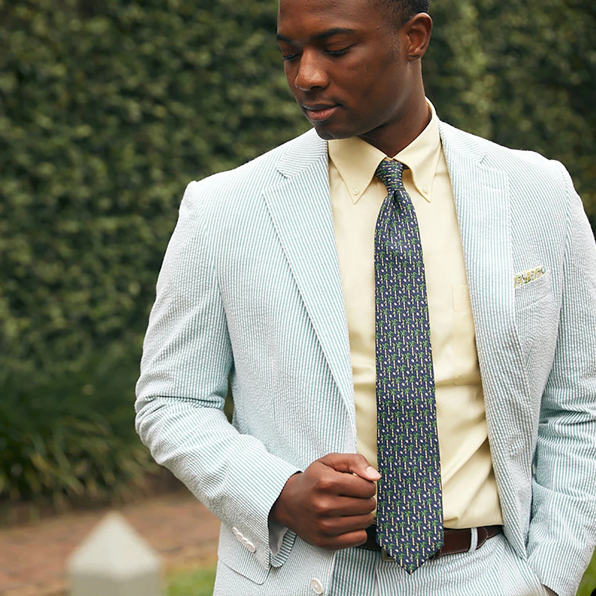 Green Men\'s Suit 2 Pieces Blazer Pants One Button Peaked Lapel Business Pinstripes Formal Wedding Groom Tailored Costume Homme