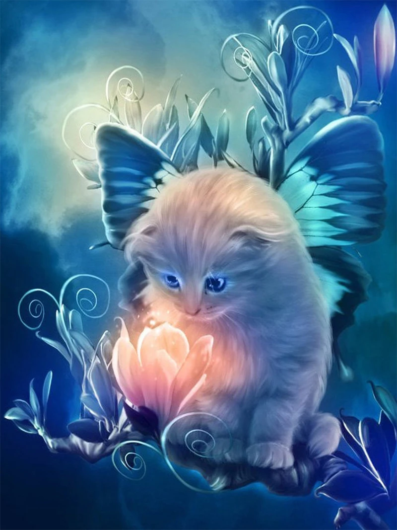 High Quality Embroidery Fairy Kitten Counted Cross Stitch Kits Cats with Cotton Floss & Needlework Kit for Home Wall Decor
