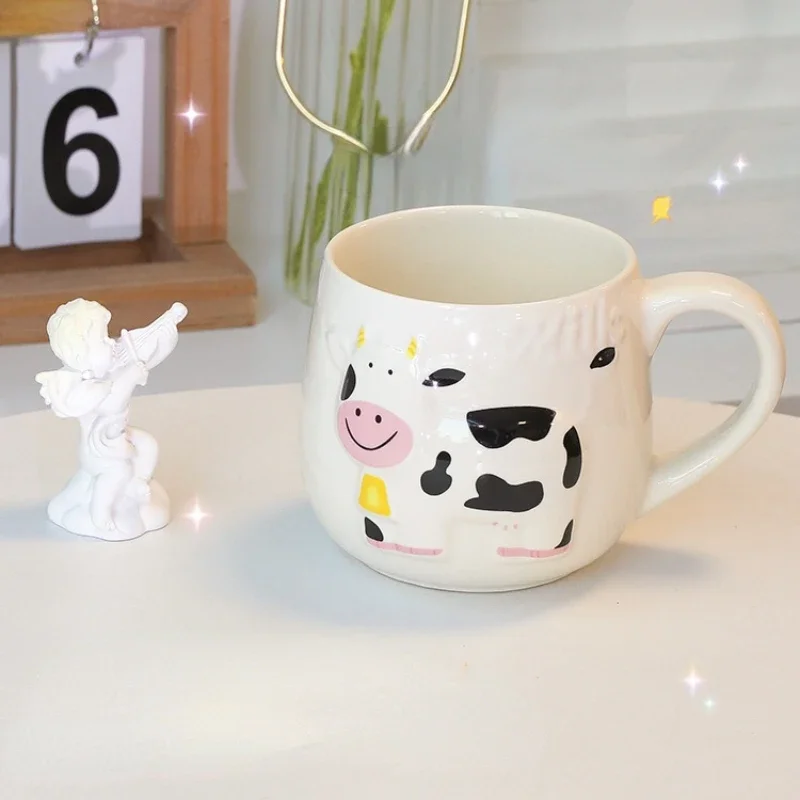 Tasse à café en forme de vache avec poignée, tasse à thé