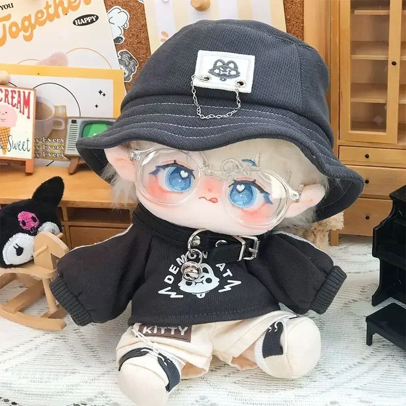 

20cm No Attribute Demon Cat Kawaii Cool Handsome Boy Hoodie Hat Costume Set Plush Doll Change Clothes Outfit Cosplay Xmas Gift