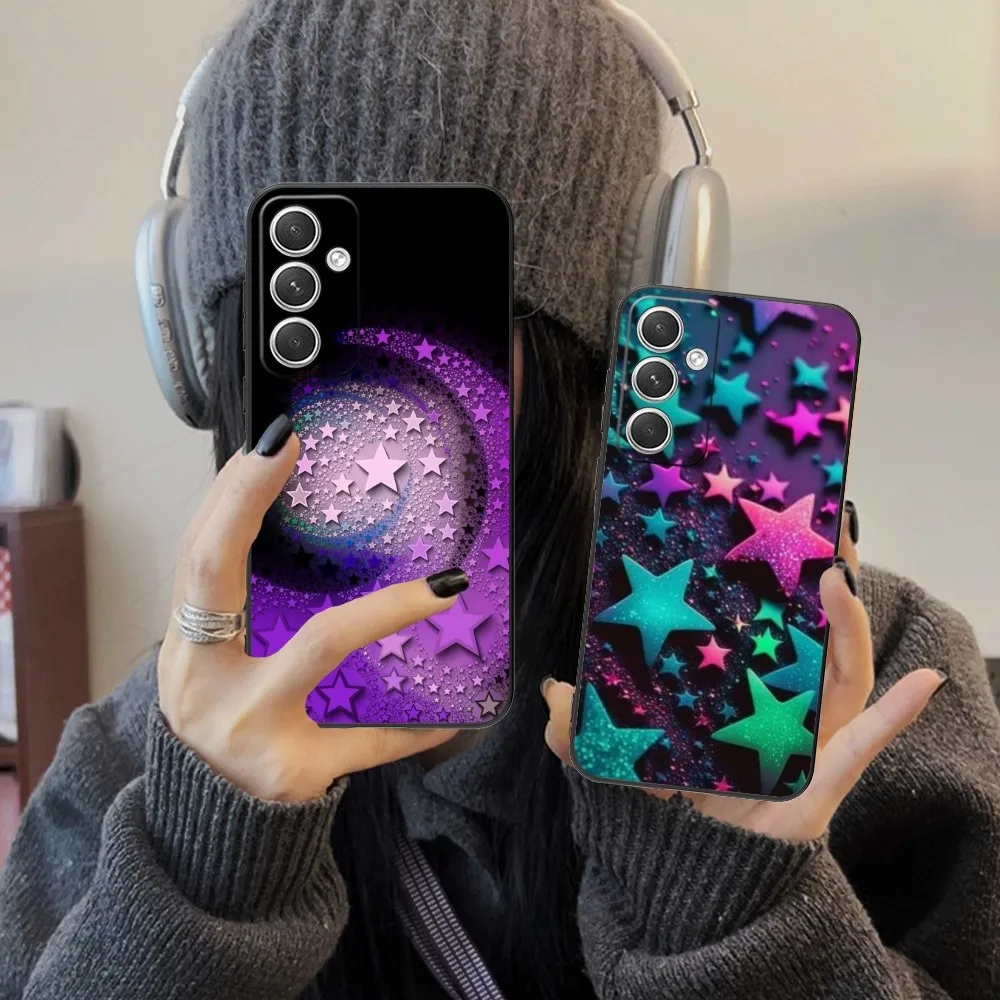 Colorful Stars Mobile Cell Phone Case For Samsung Galaxy S24 S23 S22 S21 S20 S10 S9 Plus Fe Ultra Lite Black Phone Cover Funda