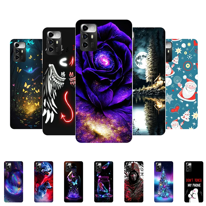 Per Zte Blade A72 5G Custodia In Silicone Soft Flower Wolf Custodia Paraurti Nera Per Zte Blade A72 A 72 5G Bladea72 5G Cover Posteriore