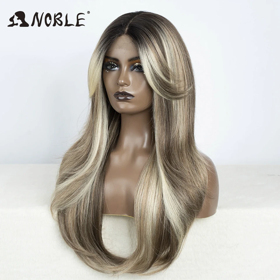 Noble Synthetic Lace Front Wig 26" Straight Ombre lace Wig For Women Cosplay part Blonde Wigs Lace synthetic lace front wig lace wigs womens synthetic wigs synthetic wigs