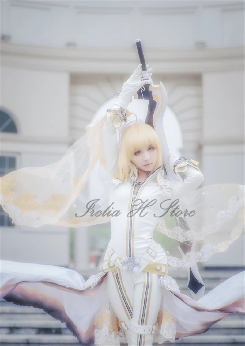 

Irelia H Store FATE/EXTRA CCC Saber Nero Cosplay Stage 1 FGO Nero Bride Cosplay Costume Luxe dresses summer dress custom made