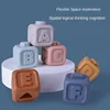 Montessori Baby Blocks Toy for Newborns 0 12 Months Silicone Soft Cubes for Babies Boy 1 Year Stacking Bath Toy Teethers Rattles 3