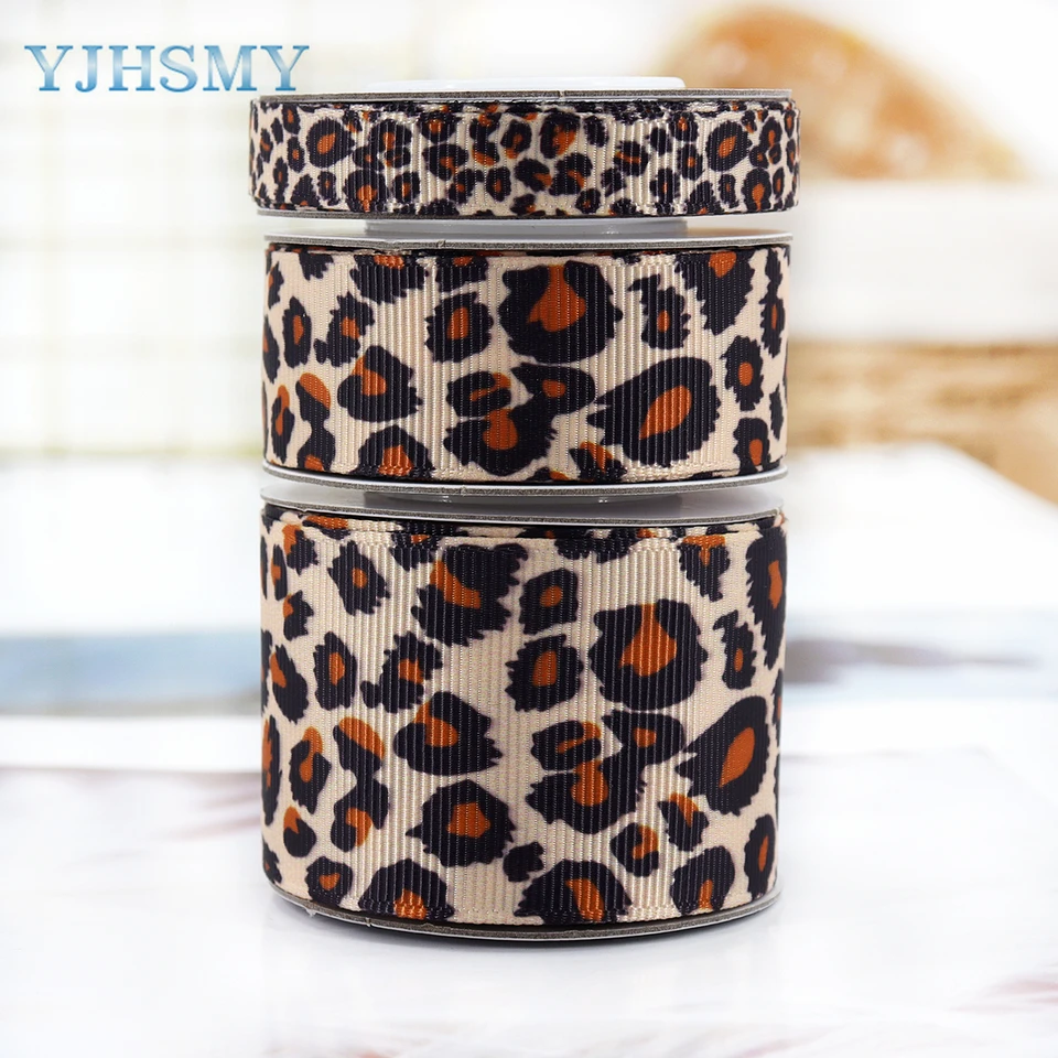 YKW Leopard Print Ribbon 8-Pack - 3/8 Inch X 3 Yards Animal Pattern Grosgrain | Craft Supplies