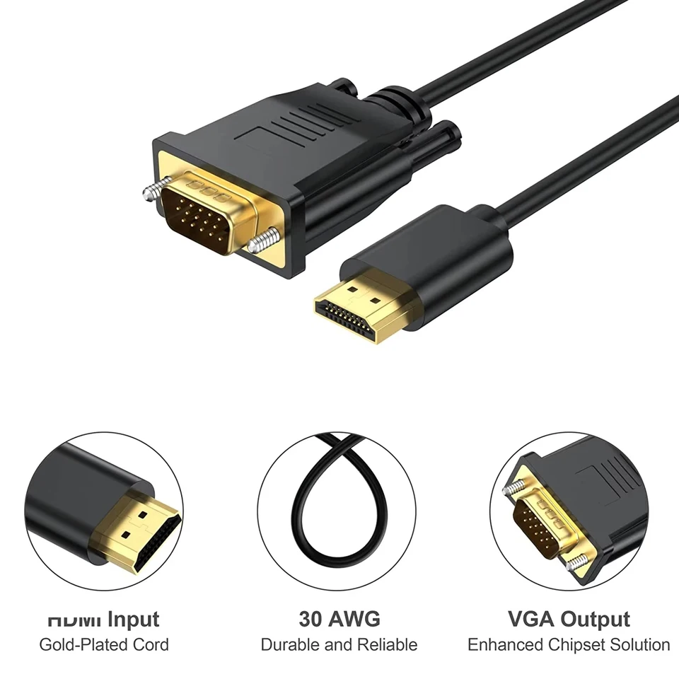 INECK® Adaptateur HDMI Vers VGA 1080P Convertisseur HDMI Mâle à VGA