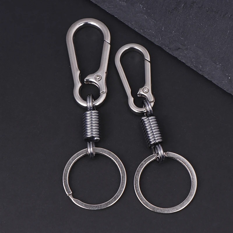 Spring Keychain Zinc Alloy Carabiner Buckle Key Rings Waist Belt Clip Anti-lost Climbing Hook Car Keychians Men Bag Accessories