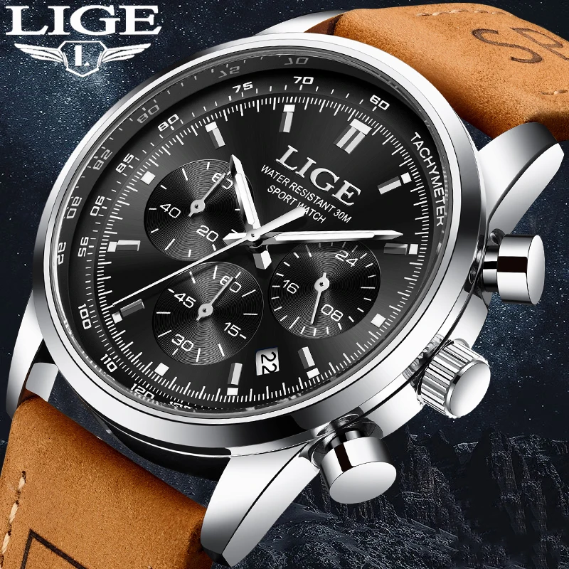 Lige Business Horloge Mannen Topmerk Luxe Mode Mannen Horloge Militaire Sport Quartz Chronograaf Klok Mannelijke Date Waterdichte Horloges